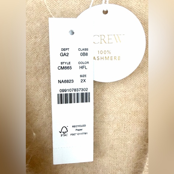 J. Crew Heather Flax Light Tan Brushed cashmere short-sleeve cardigan 2X NWT - Picture 7 of 8